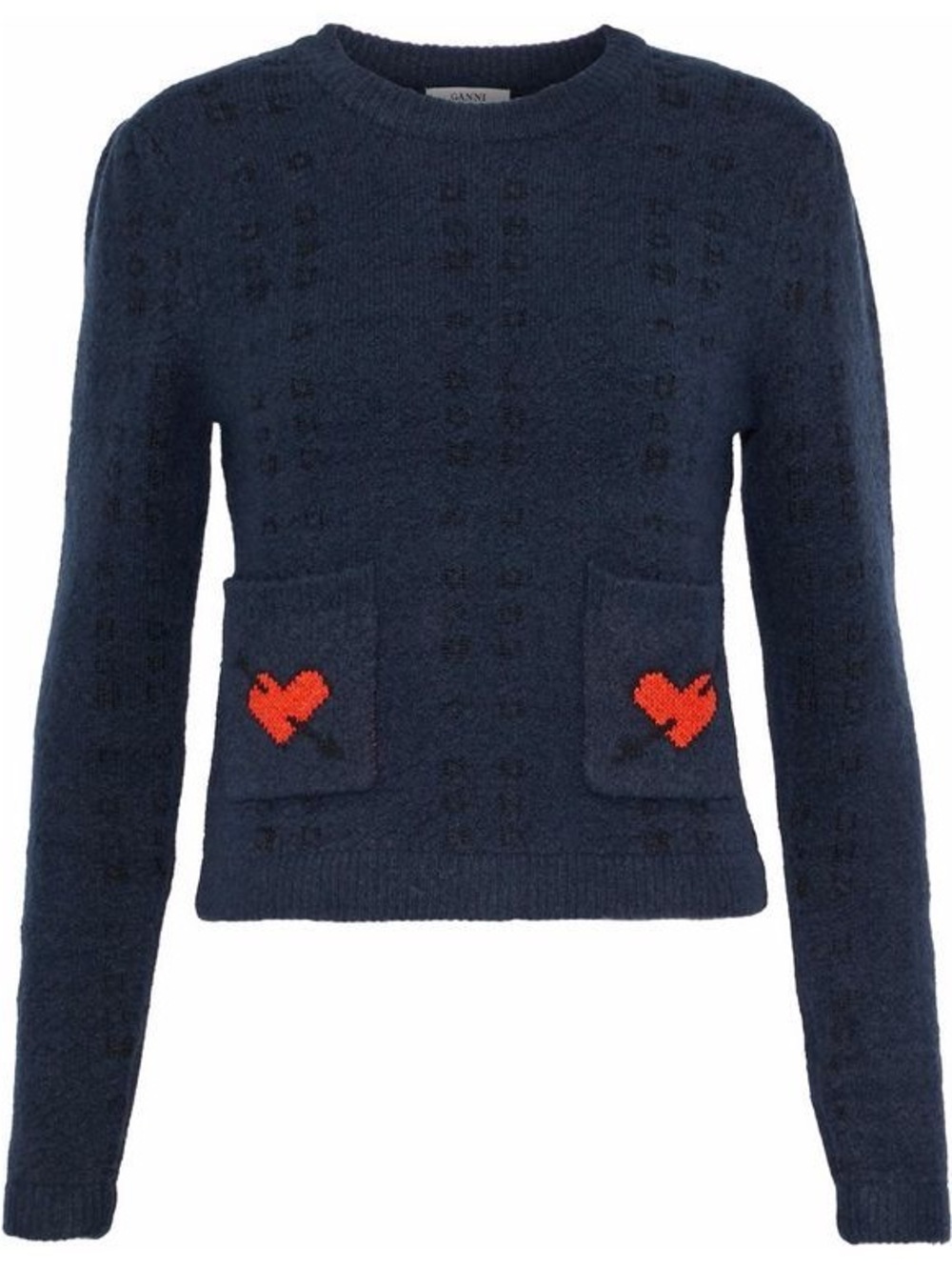 Ganni Waterly Jacquard Crewneck Sweater, XS